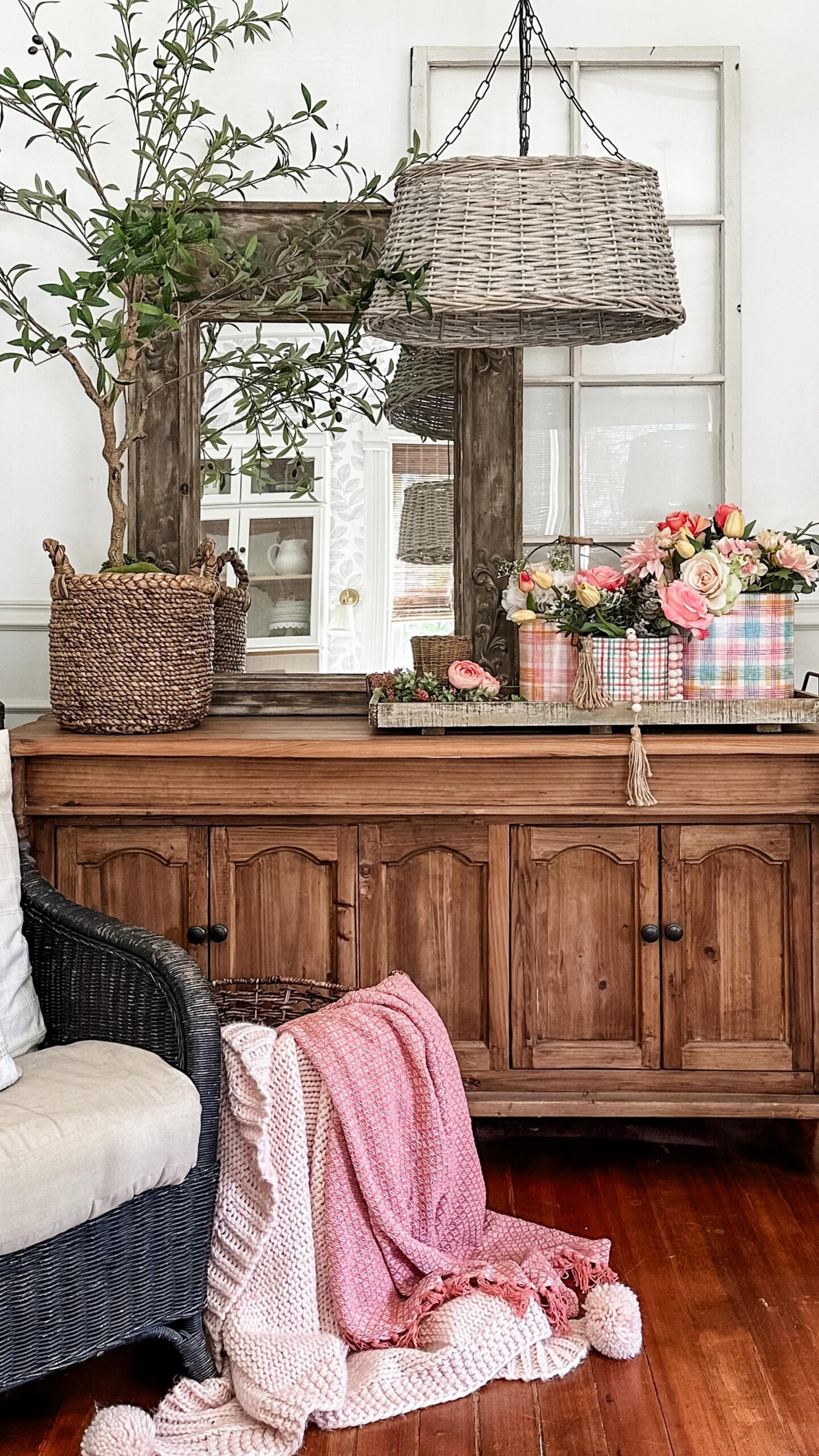I made a run to  last week, and look at the cute wicker light fixture I got! Thi…