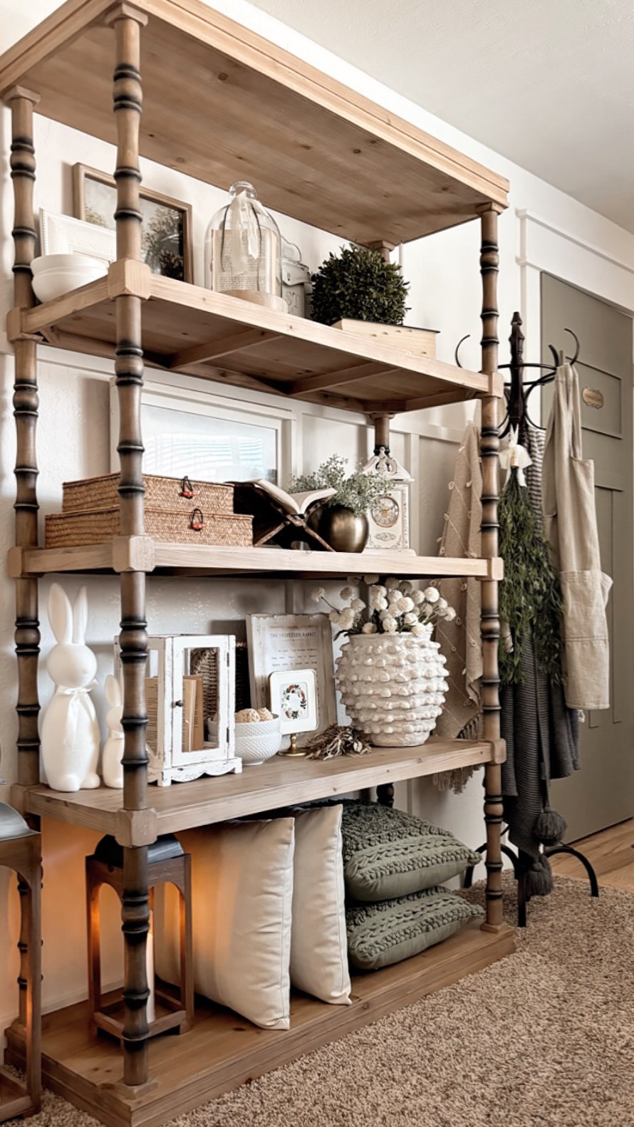 This shelf is so beautiful and I’ve had so much fun styling it. It’s the steal o…
