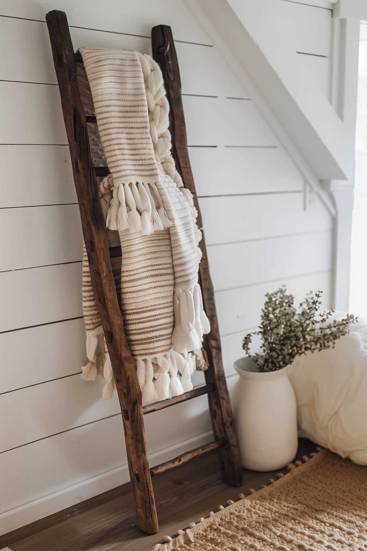 30 Rustic Blanket Ladder Inspiration for Stylish Decor