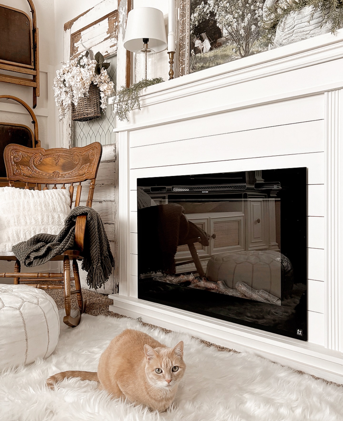Happy Friday!! I didn’t know when I added this faux fur rug in front of the fire…