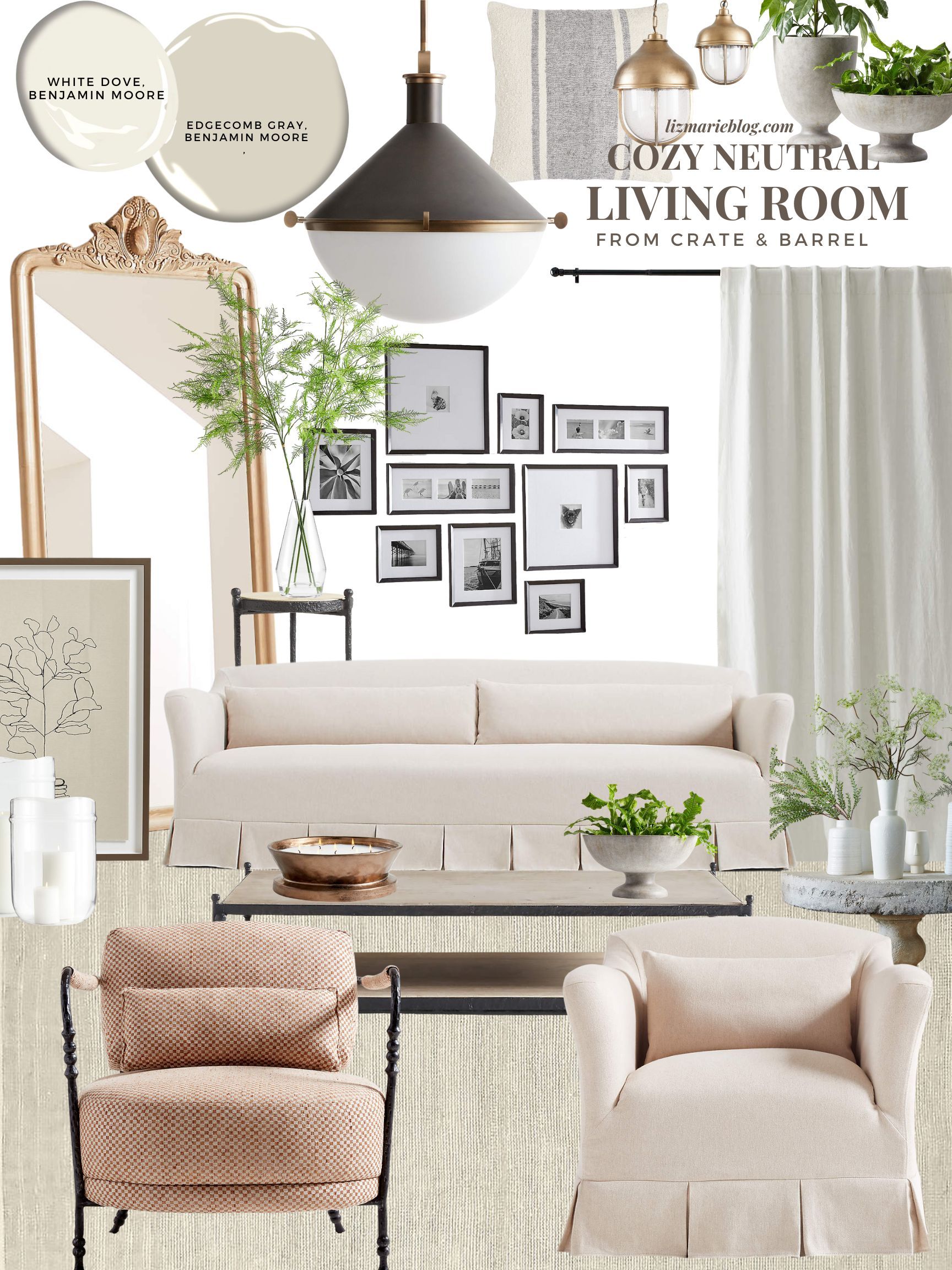 Cozy Neutral Living Room Mood Board – Cozy Cottage Finds From Crate & Barrel