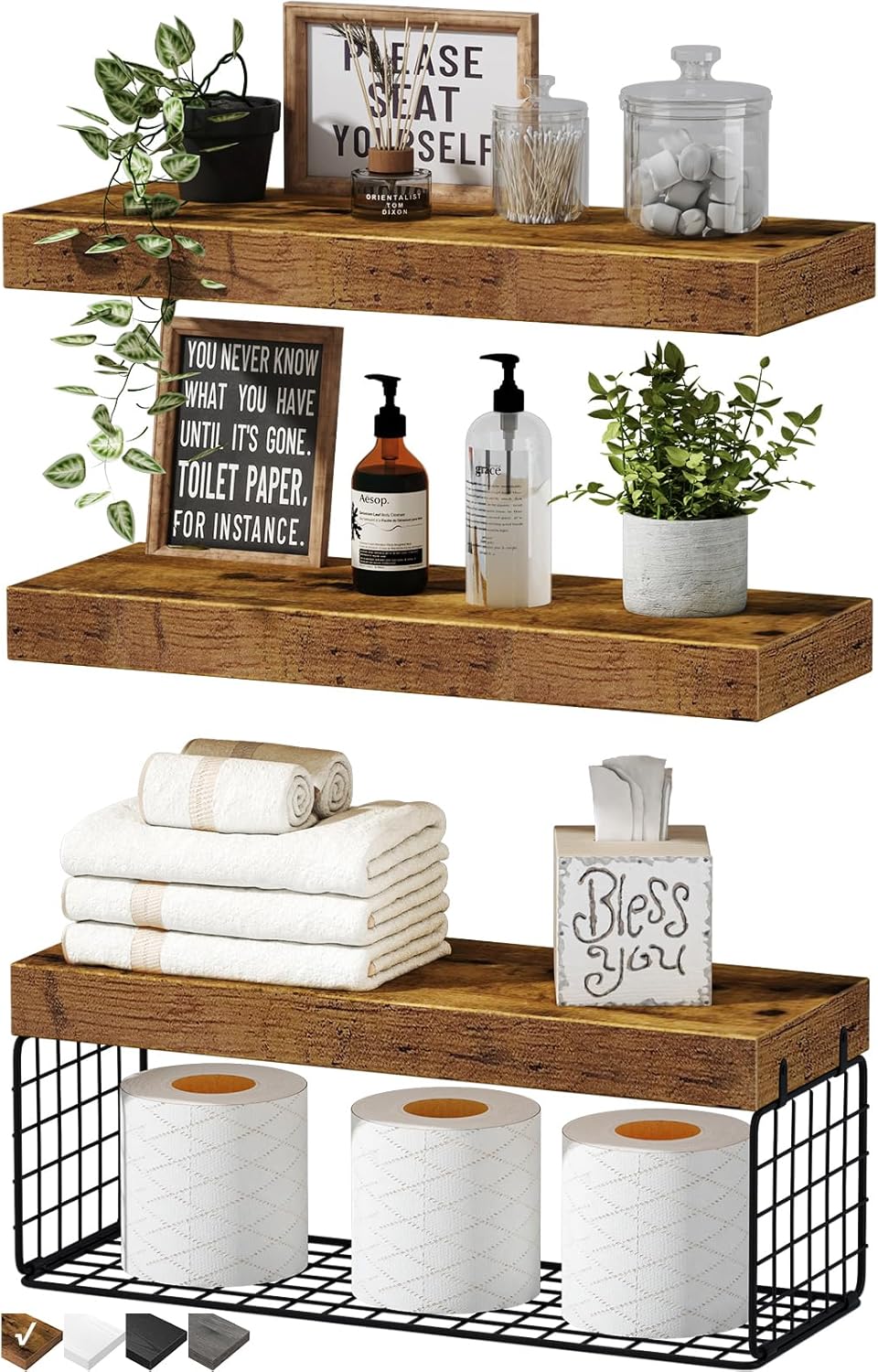 🏠 Today’s Farmhouse Décor Find: Bathroom Floating Shelves