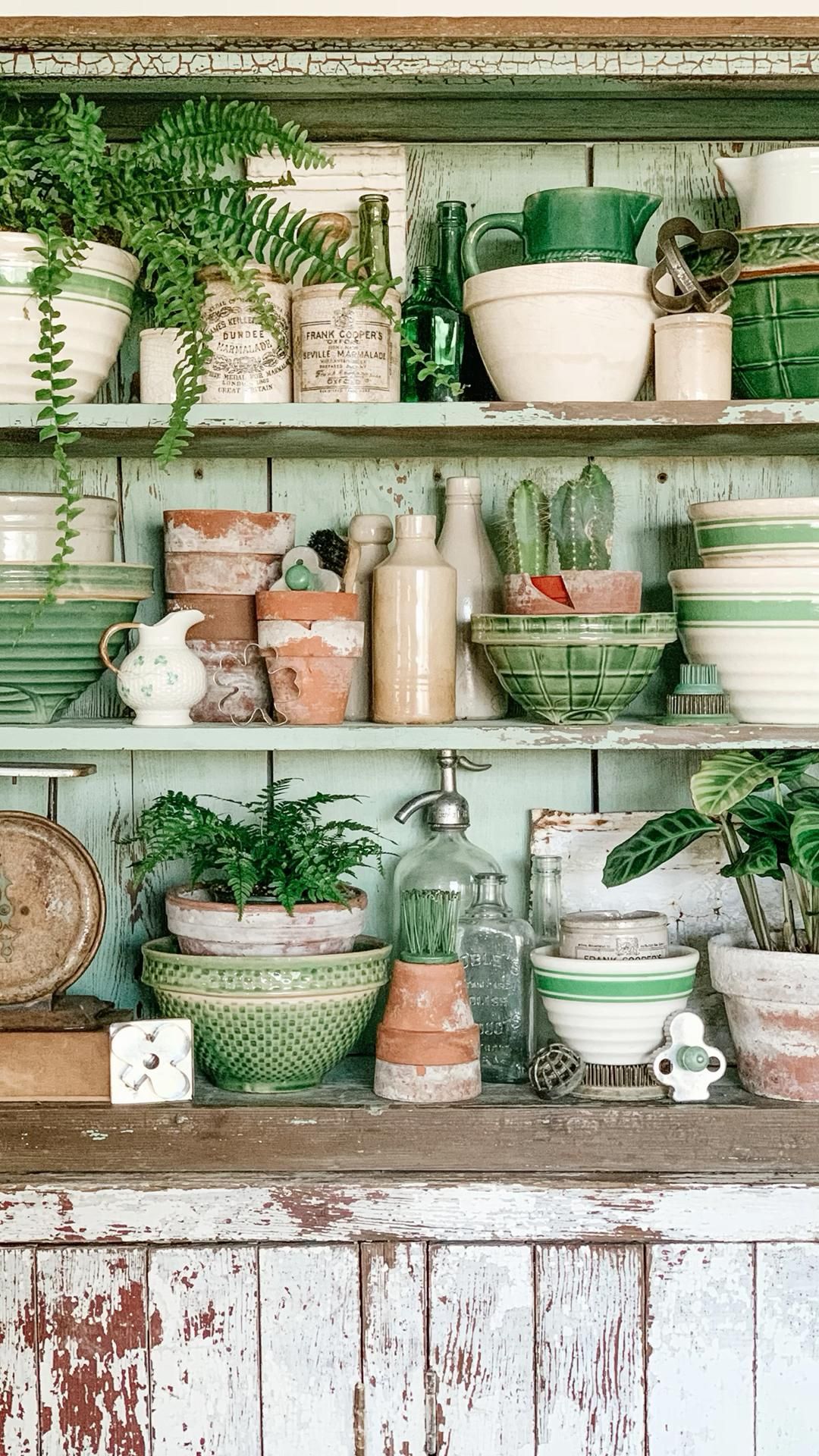 Spring decor shelf styling