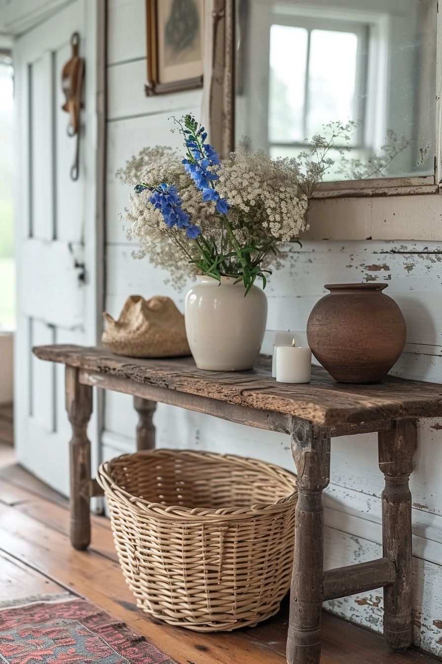 Shabby Sophistication: 30 French Farmhouse Entryway Ideas 2024