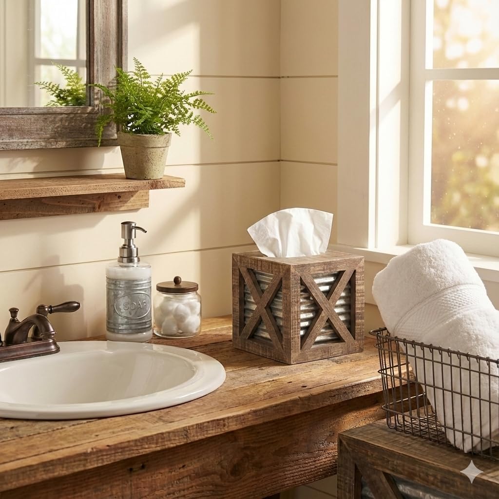 🏠 Today’s Farmhouse Décor Find: Rustic Tissue Box Cover